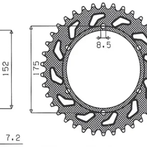 Cenová Bomba SUNSTAR rozeta 844 57 YAMAHA DT 125R/RE 99-06 (JTR839.57) (ŘETĚZ 428) (84457JT)