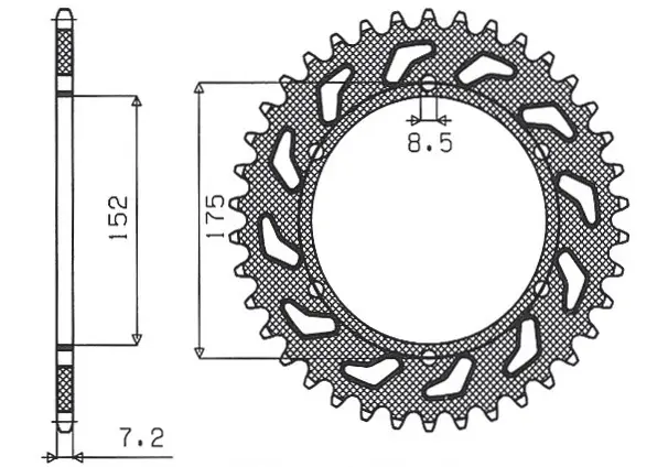 Cenová Bomba SUNSTAR rozeta 844 57 YAMAHA DT 125R/RE 99-06 (JTR839.57) (ŘETĚZ 428) (84457JT)