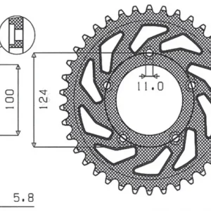 Akce SUNSTAR rozeta zadní 4444 38 DUCATI MONSTER / ABS 821 '15- 20, PANIGALE 899 898 '14-15, SCRAMBLER ABS 800 '15-16 (JTR746.38) (řetěz 520)