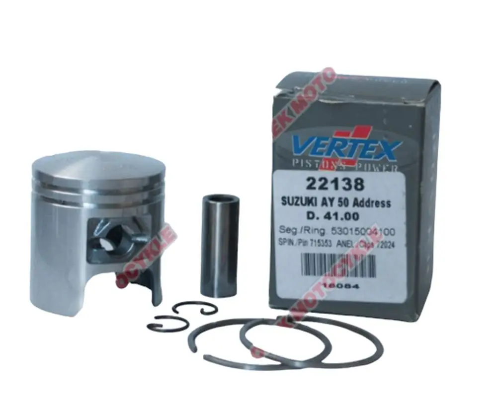 Zlevněný VERTEX píst SUZUKI MORINI, DERBI (skútr 50 ccm) (42,50mm=+1,50mm) čep 10mm