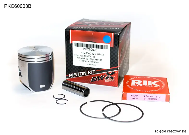 BEARING WORX píst KTM (2T) SX 125 (SX125) 01-23, EXC 125 (EXC125) 01-16, HUSQVARNA TC 125 14-22, TE 125 14-16 BETA RR 125 18-19 (53,95mm) kroužky RIK 2 kusy (PKC60003B) Časově Omezené