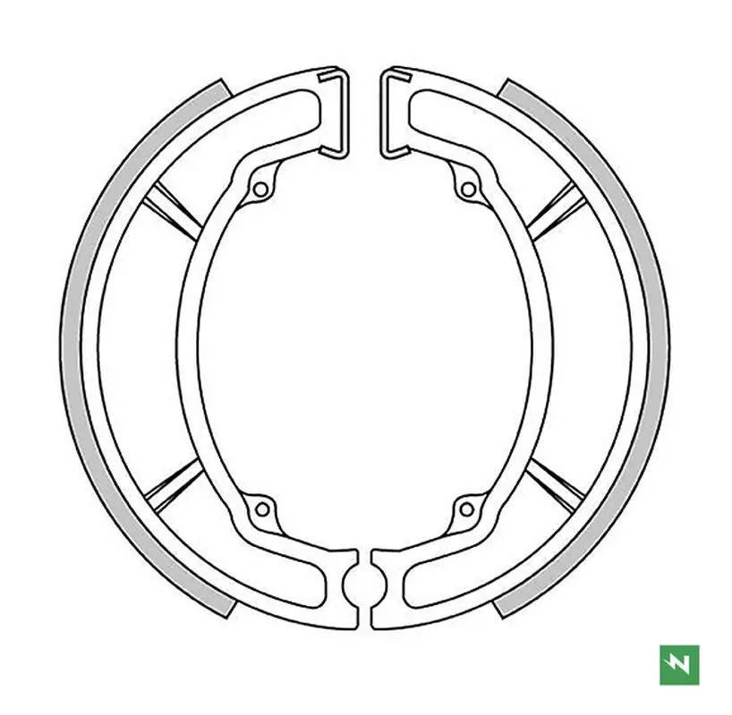 NEWFREN brzdové čelisti zadní YAMAHA BELUGA 125 85-95, DT 125 74-87, DT 175 74-00, RD 125 75-87, SR 125 82-91, TT 350 85-89, TT 600 83-92, TZR 125 87-89, XT 125 76-83, XT 350 85-90, XV 250 89-94, YZ 100/125/250/490 76-84 (1 Cenová Bomba