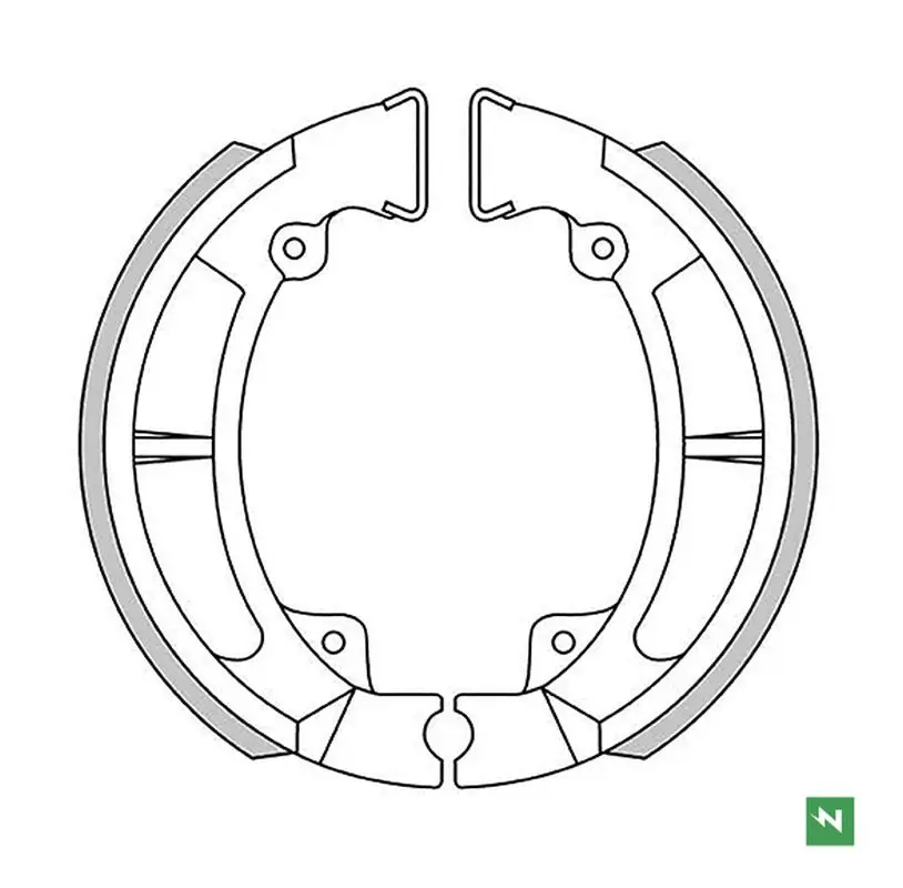 NEWFREN brzdové čelisti zadní KAWASAKI KX 250 75-81; KDX 250 79-84; KL 250 78-79; KLF 180 BAYOU 86-88; KLF 250 BAYOU 03-11 (120X35mm) Finální Výprodej