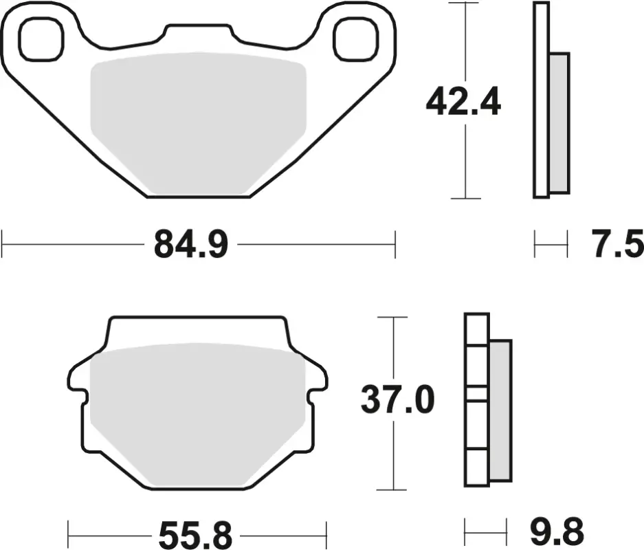 Autentický TRW ZF brzdové destičky KH67 organické APRILIA PEGASO 650 91-00, KAWASAKI KLR 250 84-05, GPZ 500 88-04, KLE 500 91-07, KL / KLR 600 / 650 84-04, přední/zadní