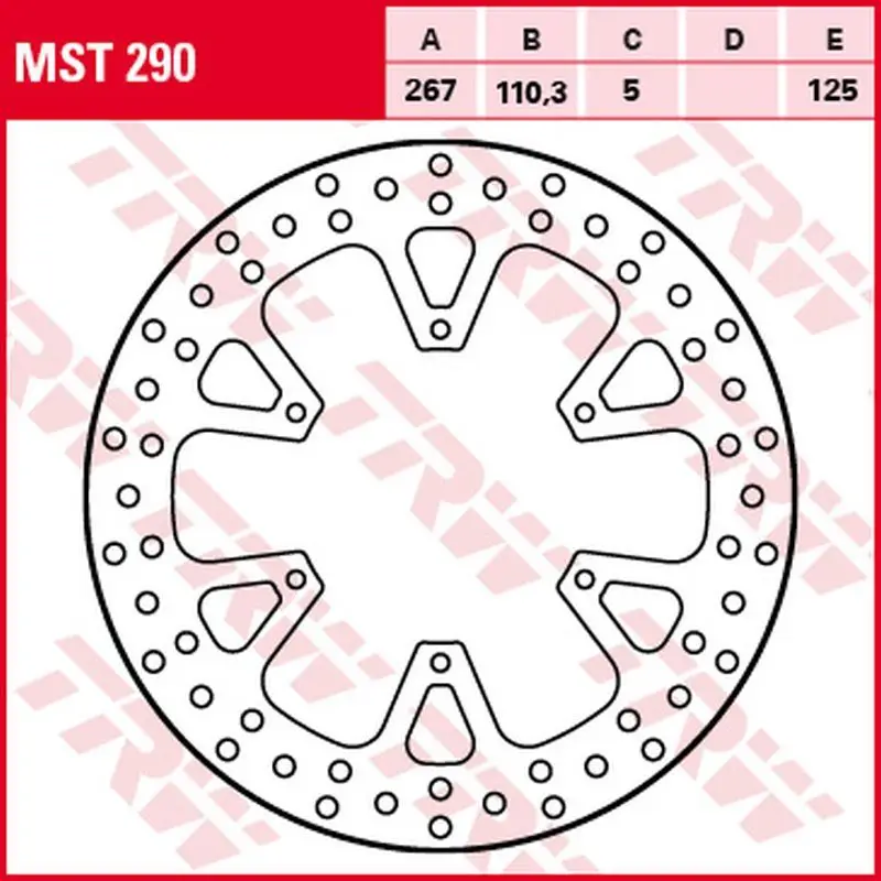TRW ZF zadní brzdový kotouč KTM 1050 ADV 15-16, 1090 ADV/R 17-19, 1190 ADV/R 13-16, 1290 SUPER ADVENTURE/R/S/T 17-, (267X110X5mm) Zlevněný