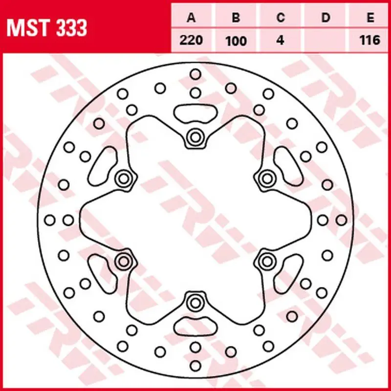 TRW ZF zadní brzdový kotouč KAWASAKI KX 125/250 89-02, KLX 300R 97-03, KX 500 90-04 (220X100X4mm) Ihned K Objednání