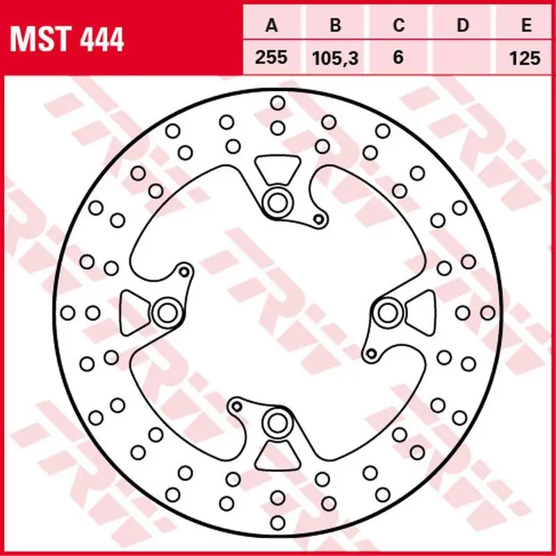 Hit Sezóny TRW ZF brzdový kotouč zadní TRIUMPH TIGER 800 11-, SPEED TRIPLE 1050 11-15, SPRINT 1050 07-13, TIGER SPORT 1050 13-, BONNEVILLE 1200 BOBBER/SPEEDMASTER/T120 16-, SCRAMBLER 1200 19-, (255X105X6mm)