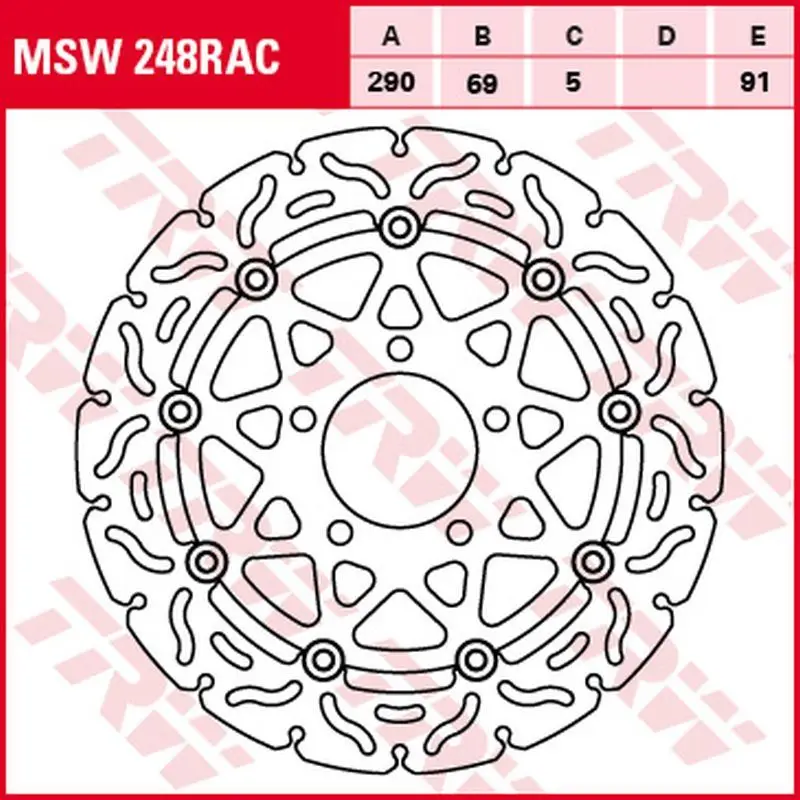 Zlevněný TRW ZF přední brzdový kotouč SUZUKI GSF 650 05-06, SV 650 03-10, GSX 750F 03-06, VZ 1500 INTRUDER 09-13, VLR 1800 INTRUDER 08-13 (290X69X5mm) WAVE