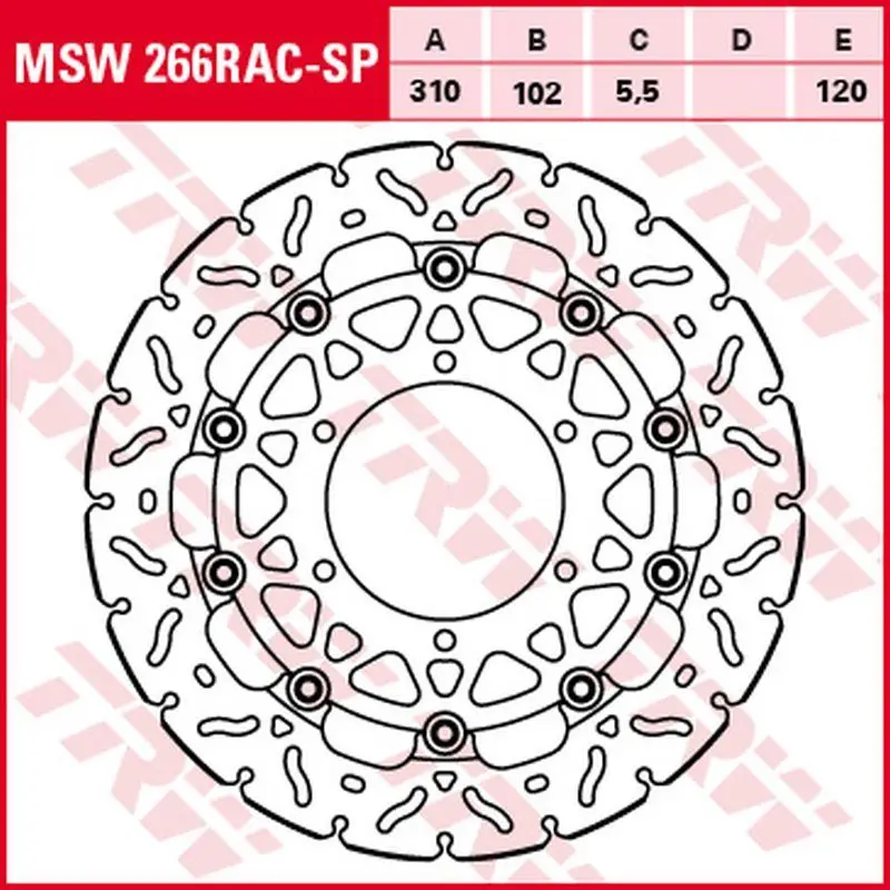Značkový TRW ZF přední brzdový kotouč SUZUKI GSX-R 600 08-16, GSX-R 750 08-16, GSX-R 1000 07-16 (310X102X5,5mm) WAVE