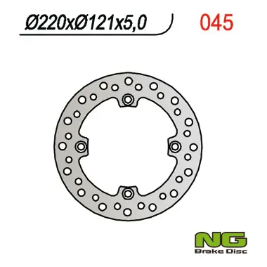 Aktuální NG brzdový kotouč zadní HONDA CR 125/250/500 89-97, CRE 250SM 89-96, (220X121X5mm) (4X10,5mm)