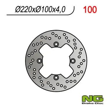 Aktuální NG zadní brzdový kotouč KAWASAKI ZX 6R 98-07, ZX10R, ER6F/N, KLE 650VERSYS 07-14 (220x100x4,0mm) (4x10,5mm)