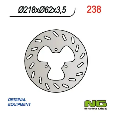 NG brzdový kotouč zadní DERBI 50/125, GAS GAS 125/450 (218X62X3,5) 3 otvory průměr 10,5 Nakupujte Hned
