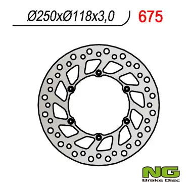 Cenový Hit NG přední brzdový kotouč SUZUKI RM/RMZ 250/DRZ, YAMAHA YZ/YZF/WR 02-19 (250X118X3) (6X6,5mm) - nahrazuje NG854